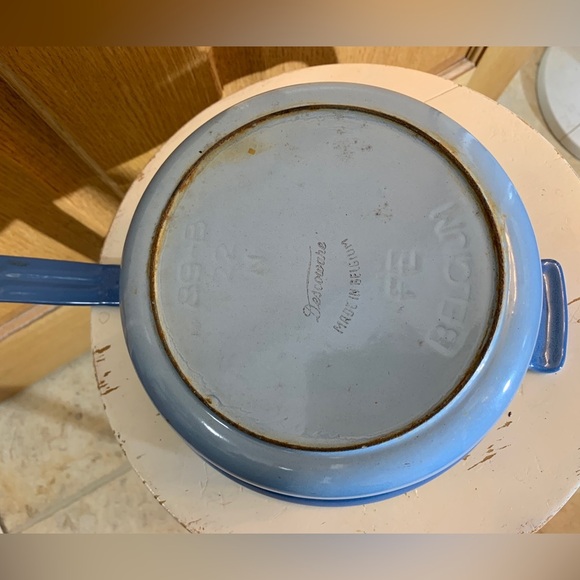 Vtg Descoware Enamel Cast Iron Sauce Pan Pot Belgium 1Qt  Robins Egg Blue - Picture 3 of 9